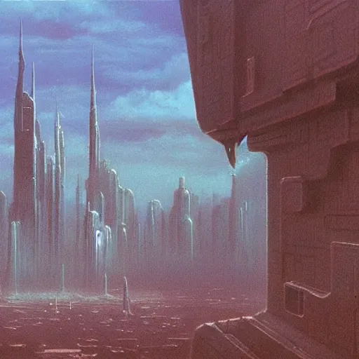 Prompt: highly detailed concept art of alien first contact, cityscape, beksinski style painting