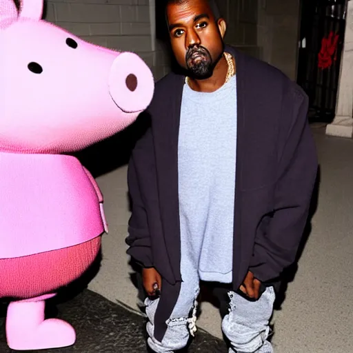 Image similar to kanye west dressed as peppa pig