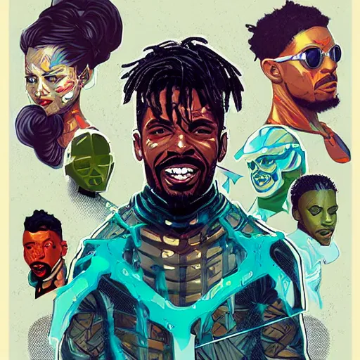 Image similar to a matte painting of killmonger, drip, stylish, sleek, by sachin teng