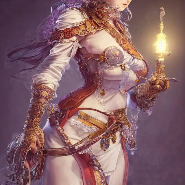 Prompt: studio portrait of neutral good colorful female cleric bard healer as absurdly beautiful, elegant, young skinny gravure idol, ultrafine hyperdetailed illustration by kim jung gi, irakli nadar, intricate linework, sharp focus, bright colors, octopath traveler, final fantasy, unreal engine highly rendered, global illumination, radiant light, detailed and intricate environment