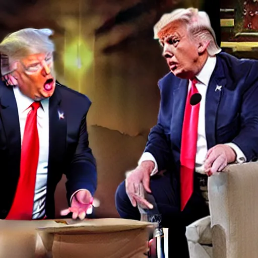 Prompt: Donald Trump having a meltdown on the Jerry Springer show