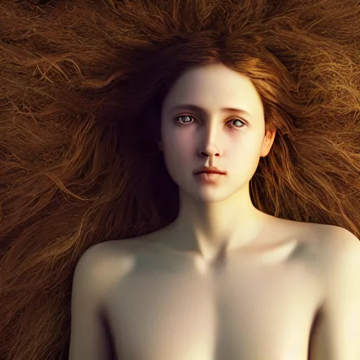 Image similar to photo portrait of a beautiful emotional female in soft light, symmetrical, centered, by edward robert hughes, annie leibovitz and steve mccurry, david lazar, jimmy nelsson, greg rutkowski, breathtaking, 8 k resolution, extremely detailed, beautiful, establishing shot, artistic, hyperrealistic, beautiful face, octane render