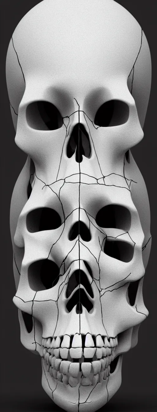 Image similar to black and white light 3D skull geometry, matte bright highly detailed, poetic, 3D render, digital art, octane render, 8K artistic photography, photo-realistic, by Dora Maar