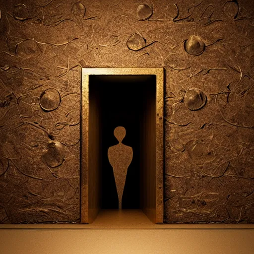 Image similar to ultra realistic and intricate detailed photograph of the secret treasure room, a shadow figure lurks in a corner, innovation, rich modern style, depth of field, ambient lighting, award winning, stunning