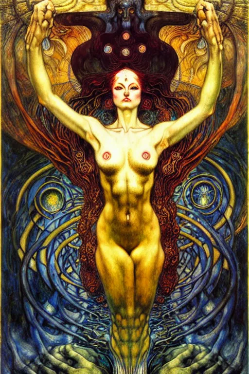 Image similar to Divine Chaos Engine by Karol Bak, Jean Delville, William Blake, Gustav Klimt, and Vincent Van Gogh, symbolist, visionary