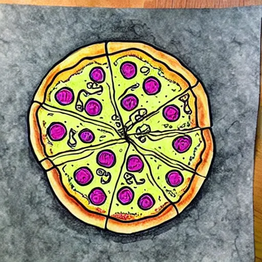 Prompt: pizza, zentangle, ink illustration