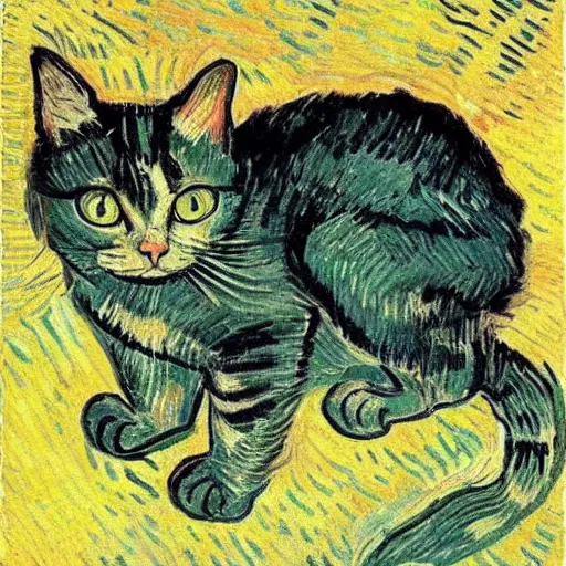 Image similar to a cat by van gogh