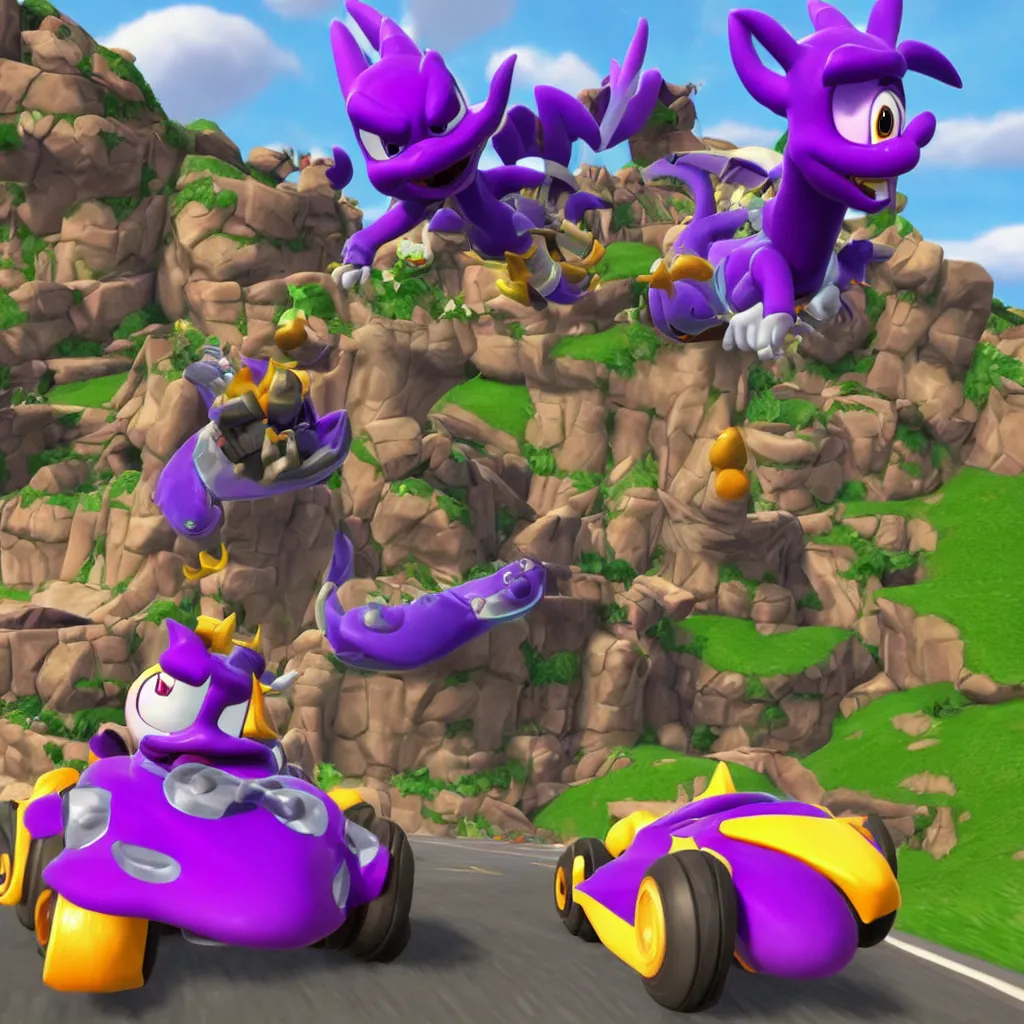 Image similar to race as spyro the dragon in mario kart 8 deluxe