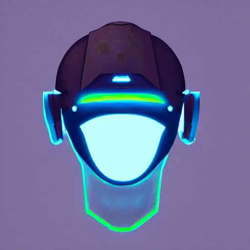 Prompt: cyberpunk helmet, concept art, a beak, artstation, glowing leds, high details, stickers