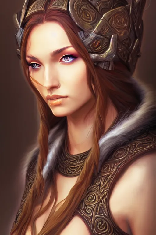Prompt: head and shoulders portrait of a druid, female, high fantasy, dnd, art by dixon and artgerm
