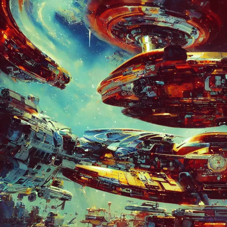 Image similar to “spaceship that looks like the Kool-Aid man busting out of warp speed, sci-fi concept art, by John Berkey, detailed painting, award winner”