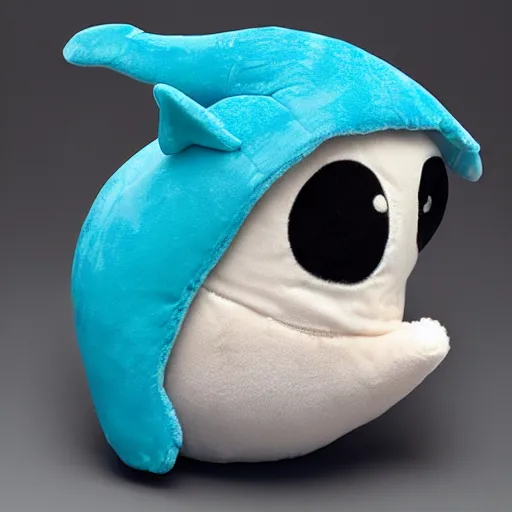 Image similar to a happy dolphin, plush doll, 8 k