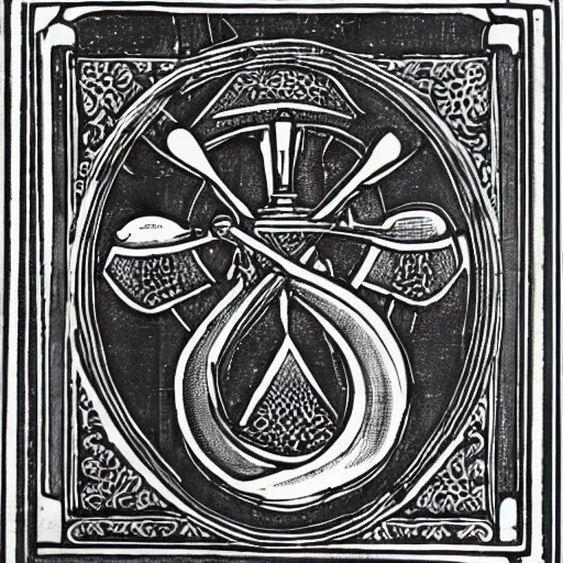 Image similar to sledgehammer iconography engraving ornaments alchemy ink