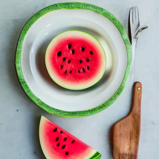 Prompt: mid century style of watermelon in the kitchen