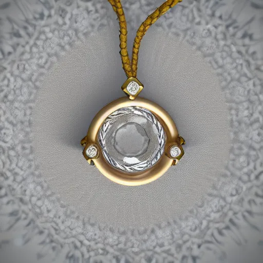 Image similar to intricate!! organic, nordic ring and necklace, silver and gold and diamond, isolated on a dreamy floral background, refraction, occlusion, lower and upper levels, keyshot render, octane render, vray render