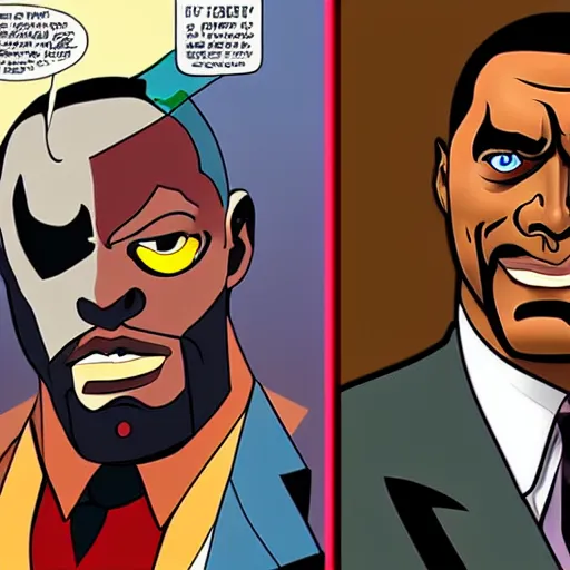 Prompt: idris elba as two - face from batman the animated series