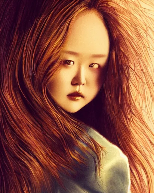 Image similar to beautiful devon aoki as honey, made of honey, wearing neon honey miniskirt, award winning creature portrait photography, extremely detailed, artstation, 8 k, sensual lighting, incredible art, wlop, artgerm, backlit, rim lighting