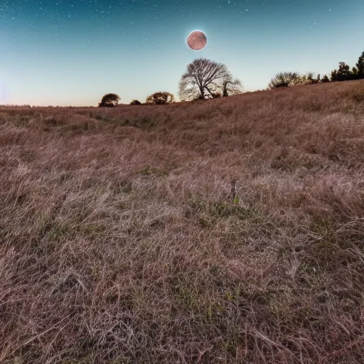 Prompt: landscape with big round full moon in the background sigma 1 4 mm f / 1. 8