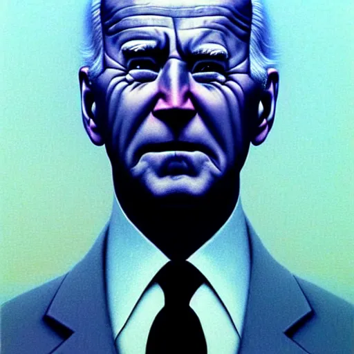 Prompt: Joe Biden looking sinister, by Zdzisław Beksiński, highly detailed