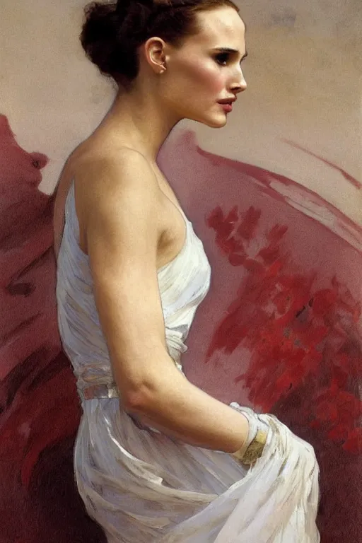 Prompt: elegant romantic portrait photo of natalie portman as iron man by greg manchess, mucha, william adolphe bouguereau, john singer sargent, sorolla, winslow homer, dean cornwell, james gurney, kilin eng, ilya repin, armor