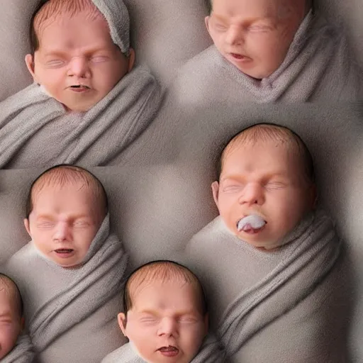 Prompt: a mutant baby with 1 0, 0 0 0 heads