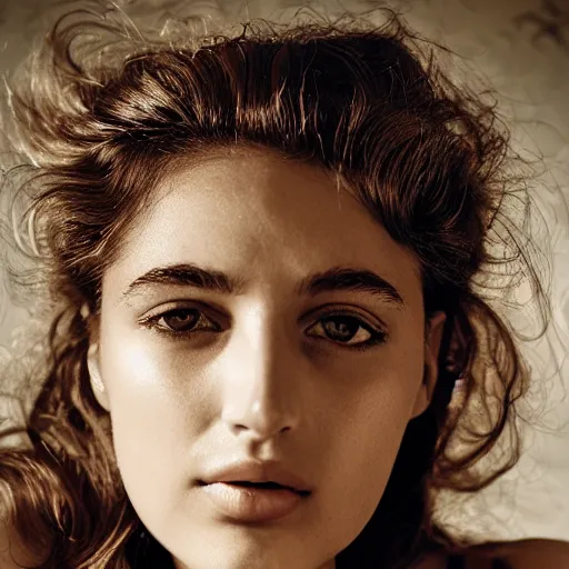 Image similar to portrait of a beautiful 20-year-old Italian woman by Mario Testino, close up, detailed, award winning, Sony a7R