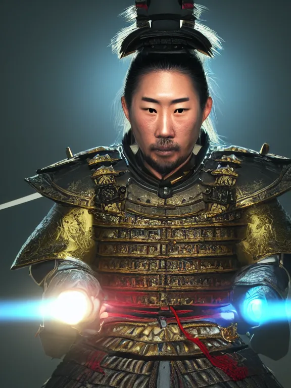 Prompt: portrait art of a samurai 8 k ultra realistic, lens flare, atmosphere, glow, detailed, intricate, full of colour, cinematic lighting, trending on artstation, 4 k, hyperrealistic, focused, extreme details, unreal engine 5, cinematic, masterpiece