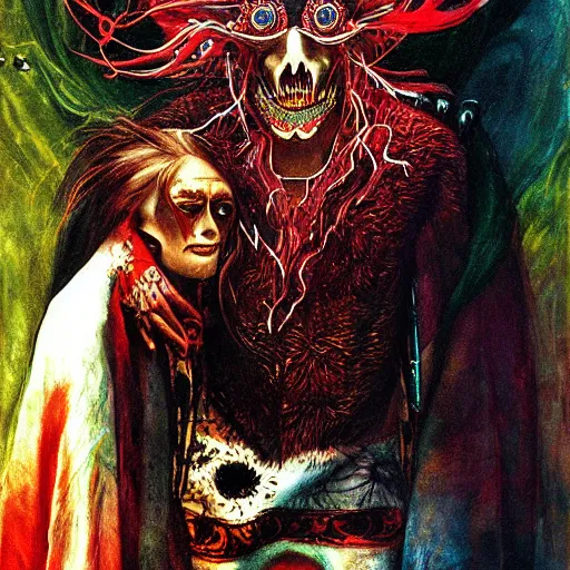 Image similar to the concept a broken heart, the face of envy, airbrush art, shamanic dmt horror art, by edwin austin abbey