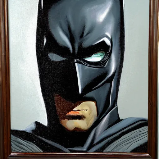 Image similar to Painting of a batman dark knight by Christopher Nolan oil painting