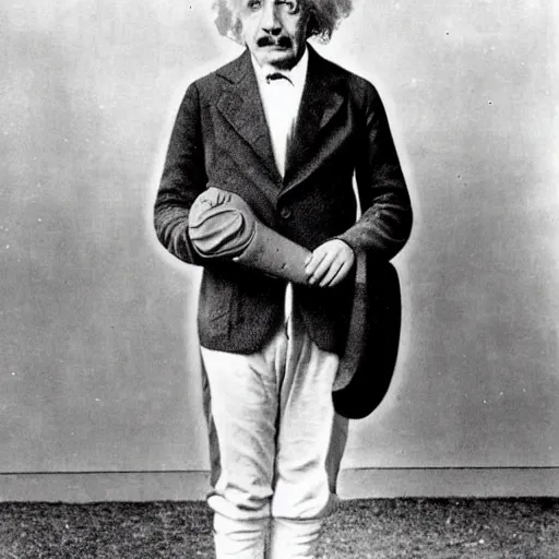 Image similar to albert einstein dressed as a high school cheerleader