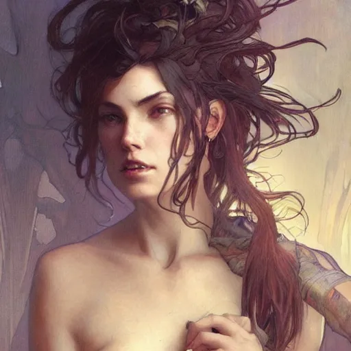 Image similar to hairy woman's armpit, by artgerm, greg rutkowski and alphonse mucha, concept art, matte, intricate, epic composition