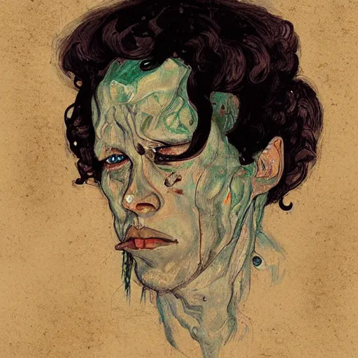 Image similar to portrait of cthulhu by greg rutkowski in the style of egon schiele