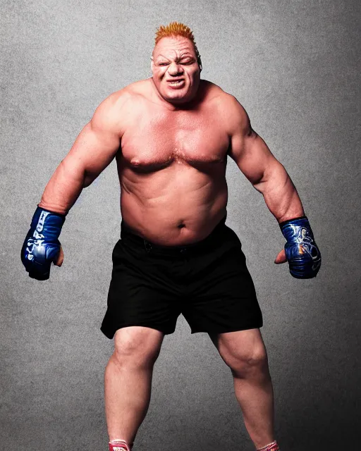 Image similar to portrait of dannt devito as brock lesnar. photographic, photography