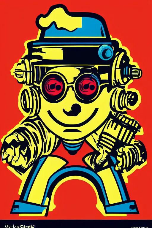 Image similar to fallout 7 6 retro futurist illustration art by butcher billy, sticker, colorful, illustration, highly detailed, simple, smooth and clean vector curves, no jagged lines, vector art, smooth andy warhol style