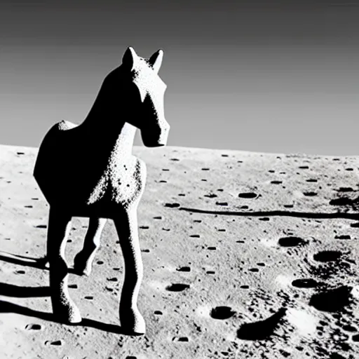 Prompt: A horse walking on the moon, photo