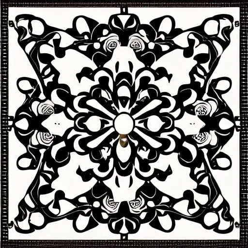 Image similar to a square vector art panel for cnc plasma, laser, simple geometric floral design pattern