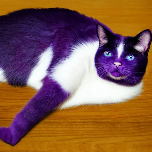 Prompt: a beautiful purple cat with six legs