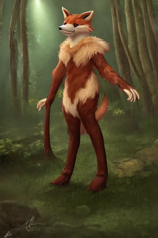 Image similar to a medieval anthropomorphic fox furry fursona with a fluffy tail in a forest, backlighting, cgi, rendered in unreal engine, trending on artstation, cartoon, trending on furaffinity