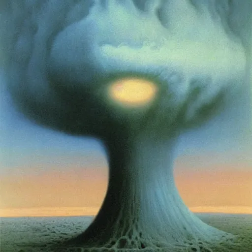 Prompt: nuclear explosion painted by zdzisław beksinski