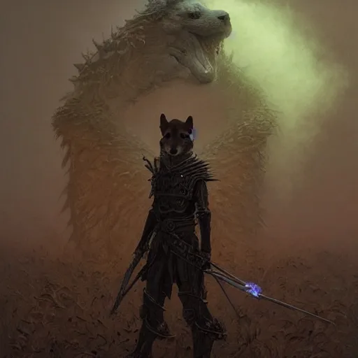 Image similar to armor made of bones, anthropomorphic shiba inu, stuning 3 d render, masterpiece, glowing black aura, foggy dark, by donato giancola and greg rutkowski and wayne barlow and zdzisław beksinski, realistic face