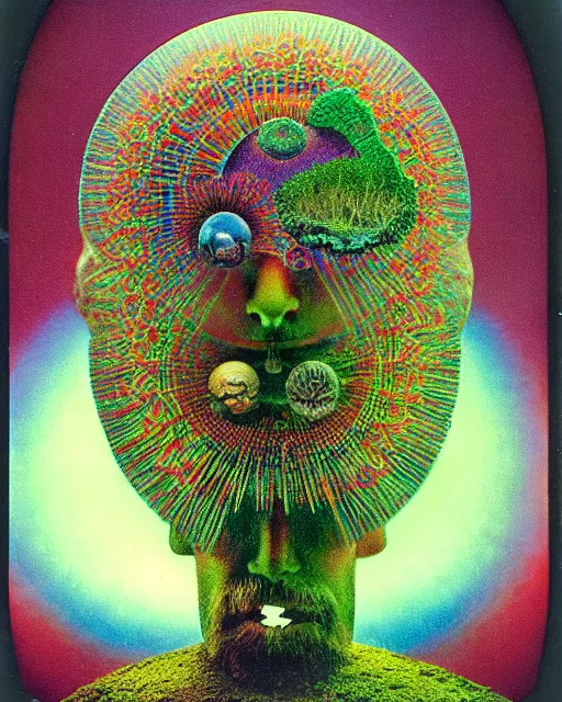 Prompt: a highly detailed realistic surreal stunning award winning intricate colorful chromatic aberration, 9 0 s toy commercial, double exposure photo from the 7 0 s, polaroid photo of all of the world's botanical knowledge in one brain, by zdzislaw beksinski, by ernst haeckel, 8 k, hi - res,