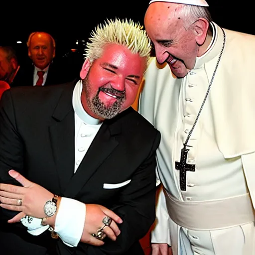 Image similar to guy fieri and pope francis he a child