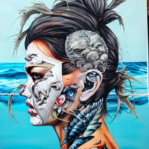 Image similar to horrors in ocean with intricate details by Sandra Chevrier