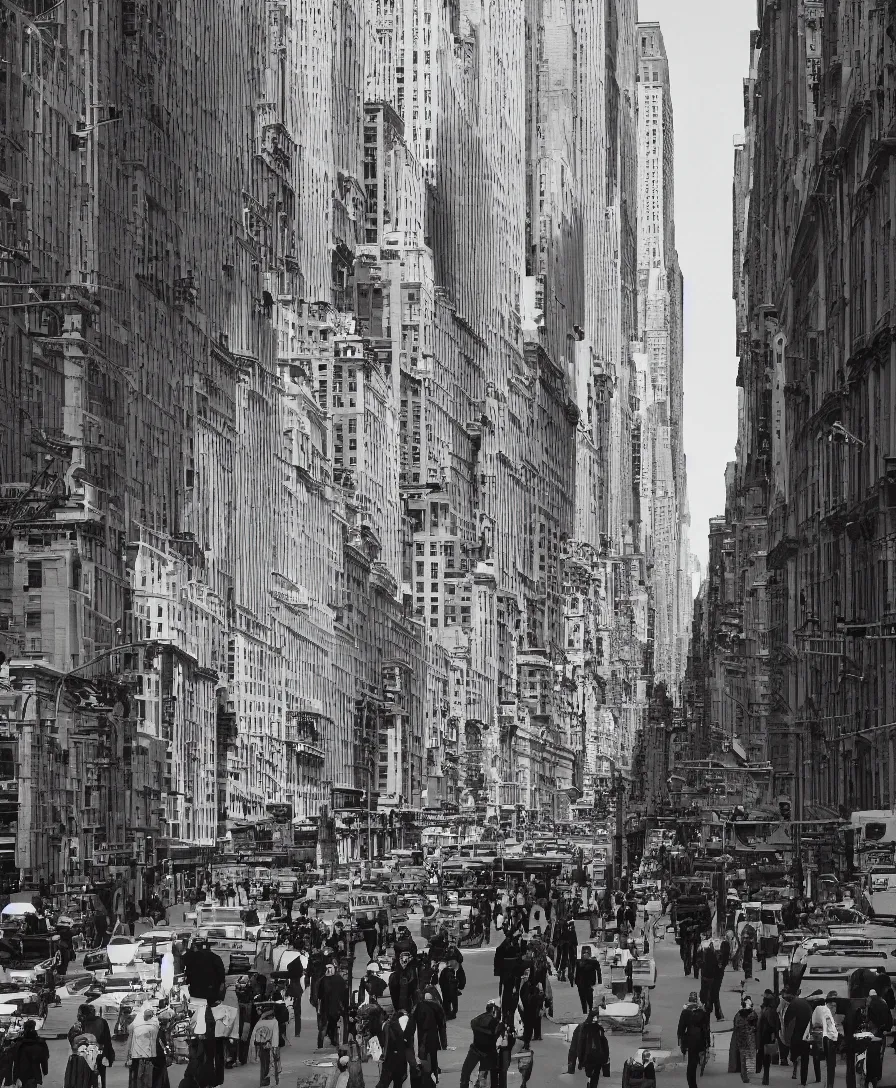 Prompt: constructivism streetview sun people street busy new york