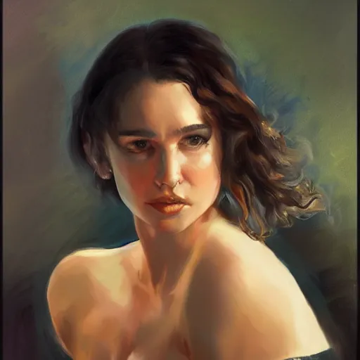 Prompt: portrait of Emilia Clark by boris vallejo