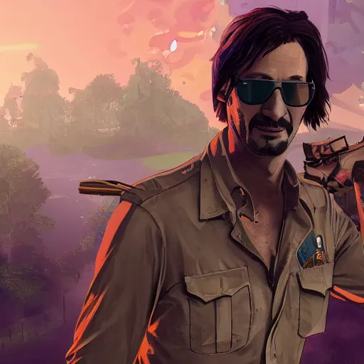 Prompt: Keanu Reevez in disco elysium