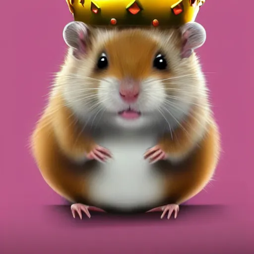 Image similar to Digital painting of a king hamster with a crown and a coat, highly-detailed, artstation cgsociety masterpiece