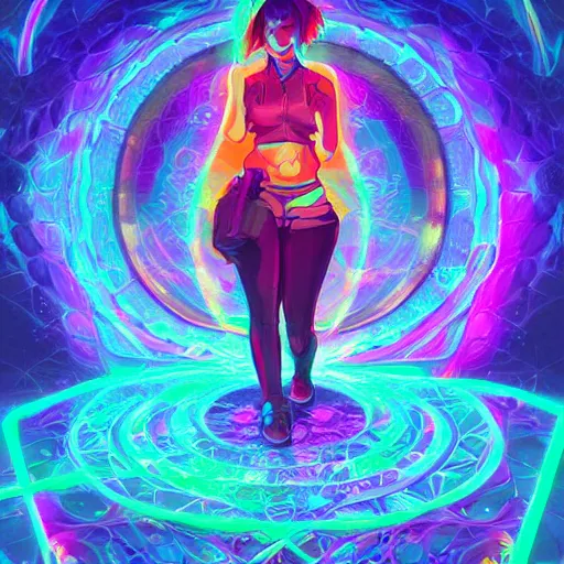 Image similar to skill magic geek inside matrix deepdream radiating a glowing aura stuff loot legends stylized digital illustration video game icon artstation lois van baarle, ilya kuvshinov, rossdraws,