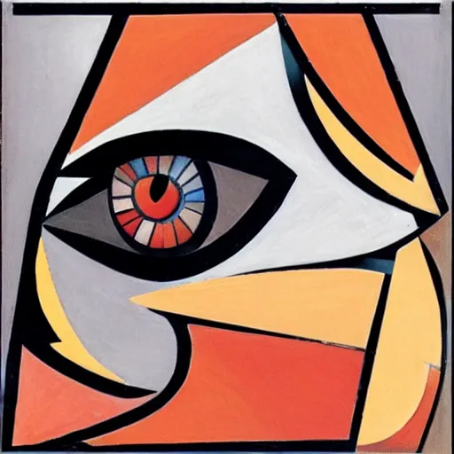 Prompt: a winged eye in cubism style