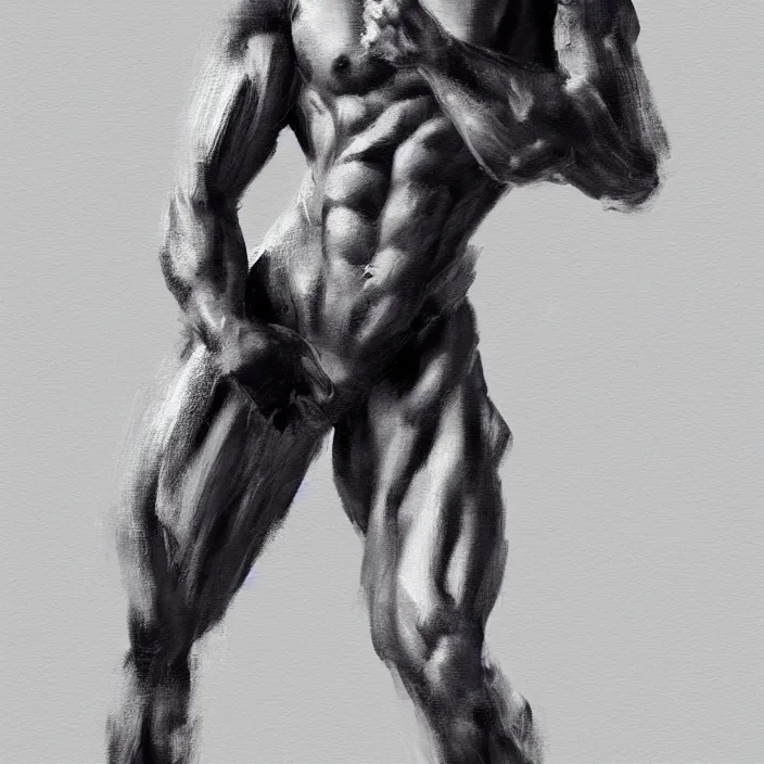 Prompt: closeup of a thin, athletic physique man's body imade of abstract, thick flowing dramatic brush strokes, no face, strong wind, white background, matte colors, impressionist, extreme motion, trending on artstation